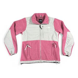 North Face Jacket Womens MEDIUM Pink Gray Denali Fleece Polartec Zip Dual Color